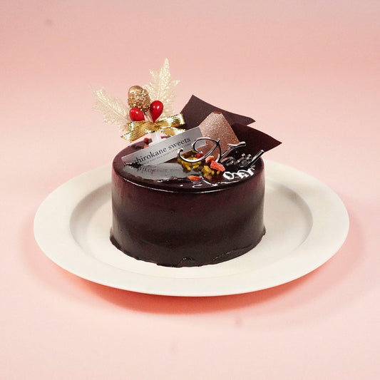 Xmas 2人用ペアホールケーキ 白金ミロワール(ショコラ)