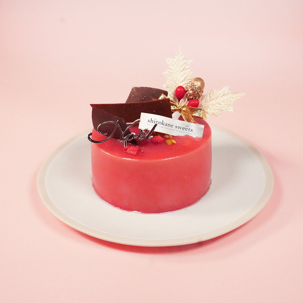 Xmas)2人用ペアホールケーキXmas 白金ミロワール(フランボワーズ)3号