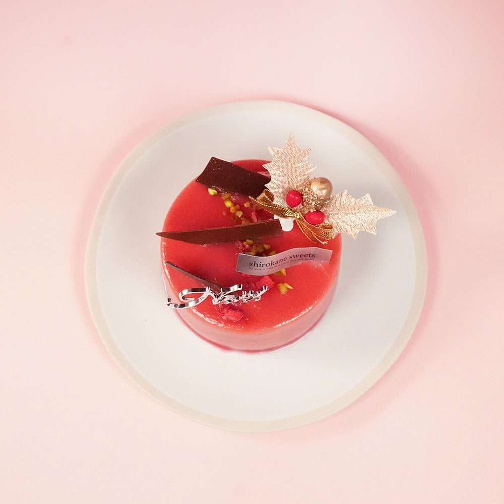 Xmas)2人用ペアホールケーキXmas 白金ミロワール(フランボワーズ)3号