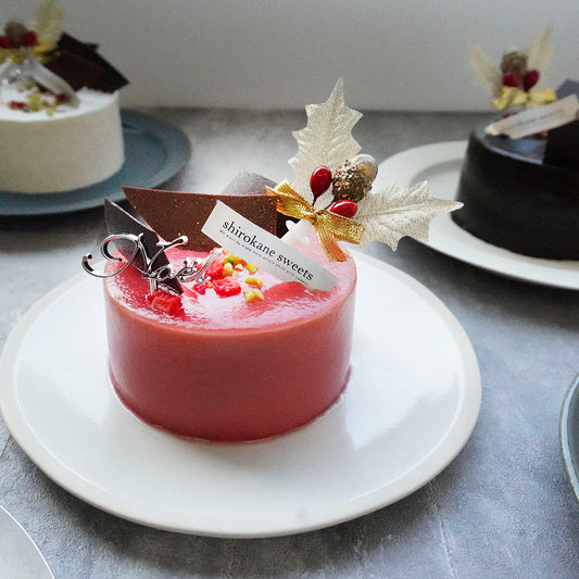 Xmas)2人用ペアホールケーキXmas 白金ミロワール(フランボワーズ)3号