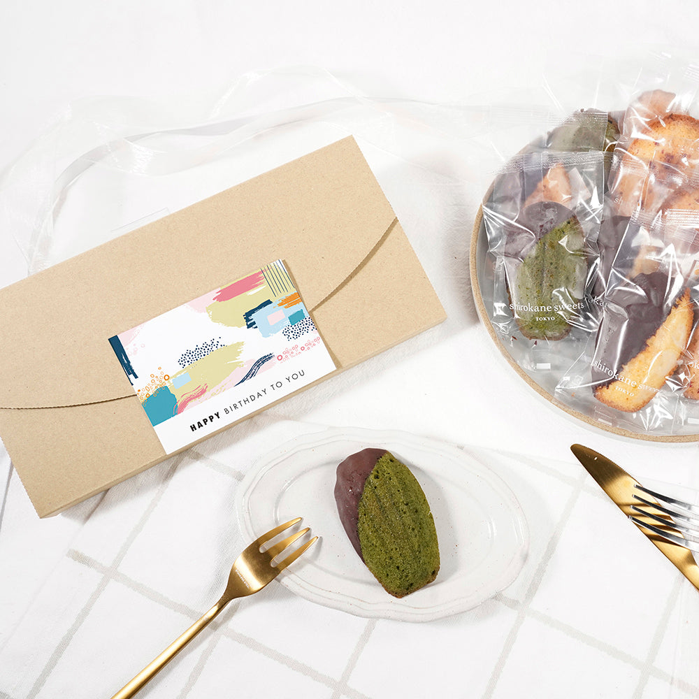「送料無料」shirokane sweets TOKYO 白金ショコラマドレーヌ(抹茶) 4個入(ポスト投函・配送日時指定不可)/HAPPY BITHDAY シール付