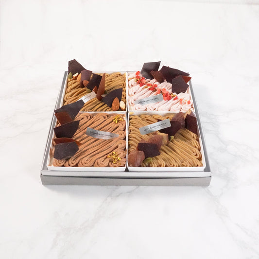 shirokane sweets TOKYO スクエアスイーツ贈答用ギフトボックス 4種モンブランアソート(山江栗、和栗、ショコラ、べりー)