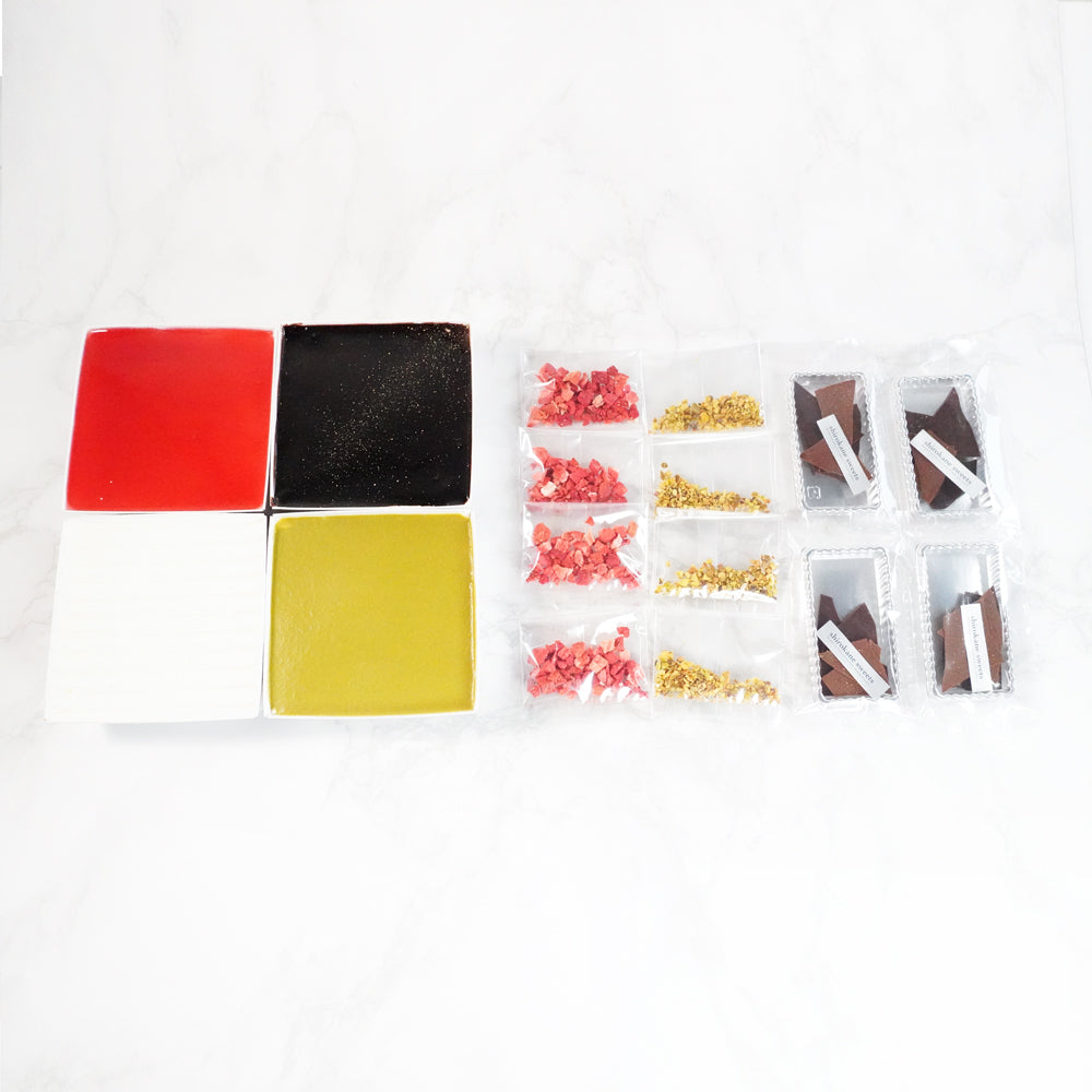 shirokane sweets TOKYO スクエアスイーツ贈答用ギフトボックス 4種Mixスイーツアソート(ムースフロマージュ、ミロワールフランボワーズ/ショコラ/ピスターシュ)