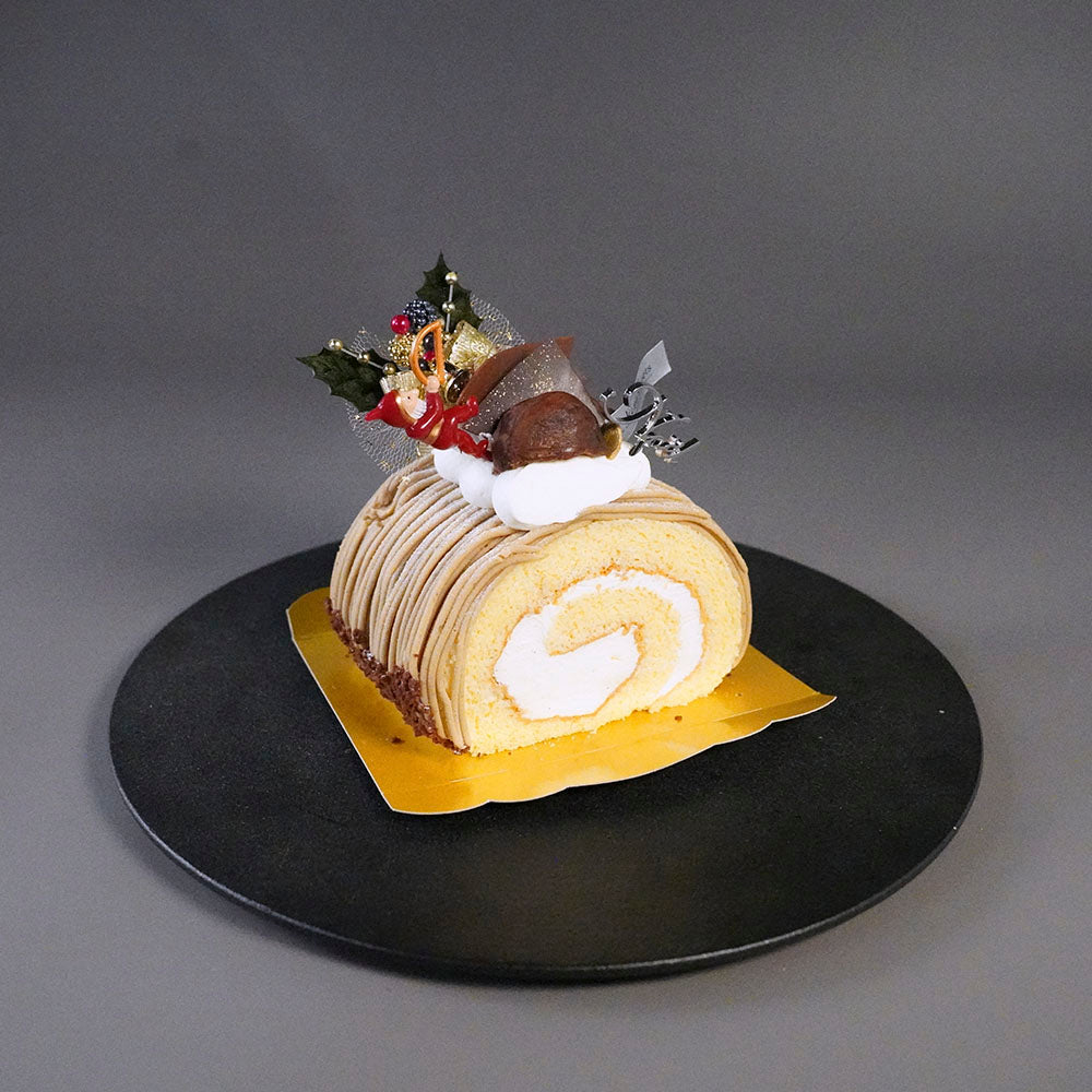 X'mas)皇室献上栗 山江栗の白金ブッシュドノエル ハーフ