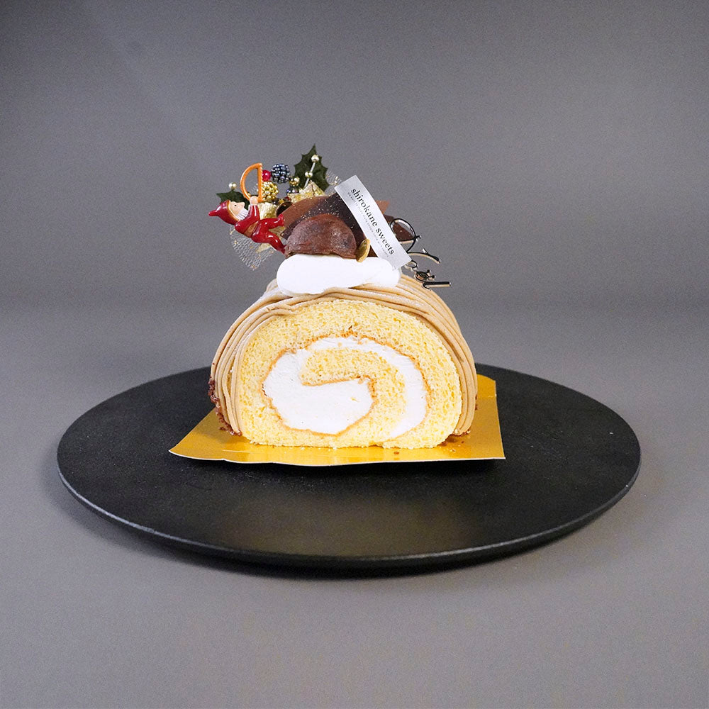 X'mas)皇室献上栗 山江栗の白金ブッシュドノエル ハーフ