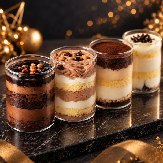 白金グラスケーキ ショコラクリスマスアソート(ミロワールショコラ、モンブランショコラ、ティラミスショコラ、レアチーズショコラ)