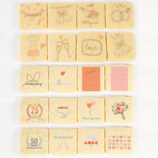 お祝いサブレ)気持ちを込めたイラストサブレを結婚のお祝いギフトに_4種4枚入