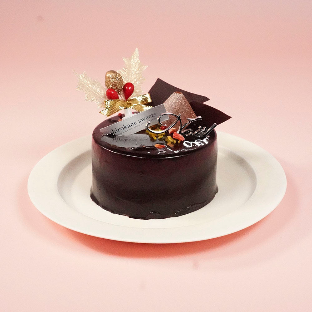 Xmas ２人用ペアホールケーキ　白金ミロワール（ショコラ）