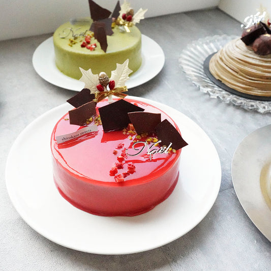 X'mas)shirokane sweets TOKYO  情熱の赤と酸味を楽しむ白金プレミアムミロワール（フランボワーズ）　クリスマス　5号